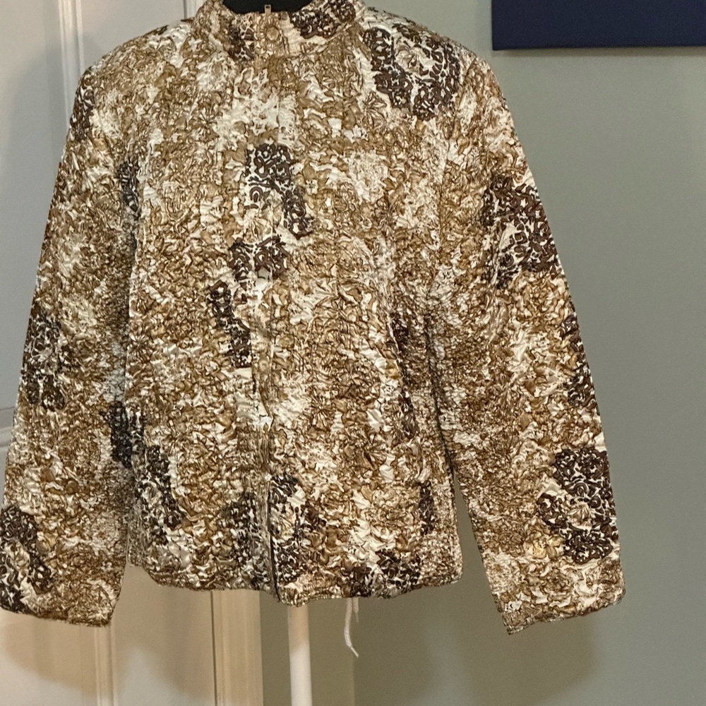 Ruby Rd. Brown and White Patterned Puffer‎ Jacket - Picture 2 of 4